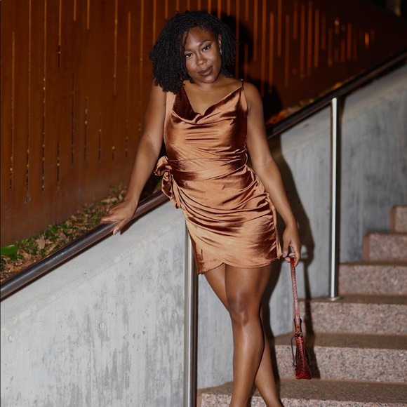 Brown silk dress - Picture 1 of 4